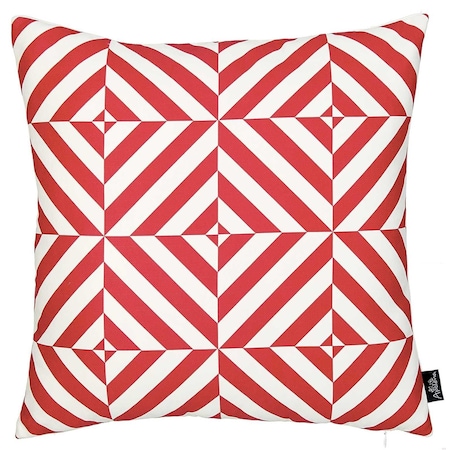 Homeroots Red Geometric Diagram Decorative Throw Pillow Cover Printed 18 x 18 in. 355467